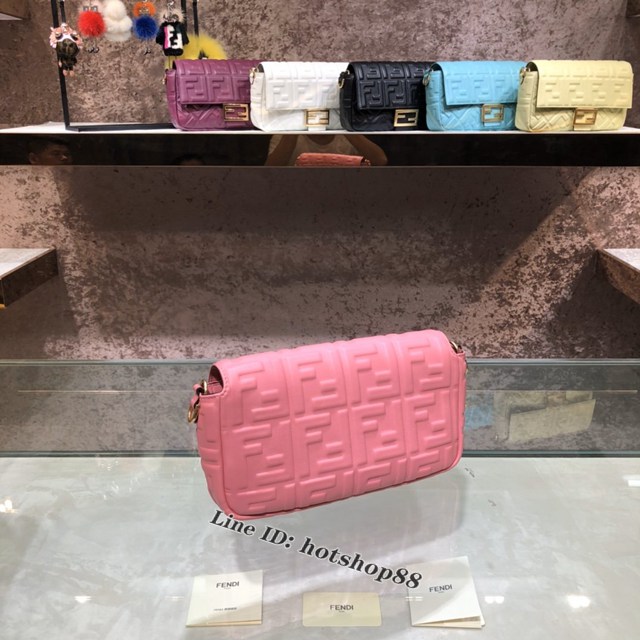 FENDI精品女包 芬迪BAGUETTE中號羊皮手袋 Fendi 0191M迷你肩背斜挎包 fdzg2536